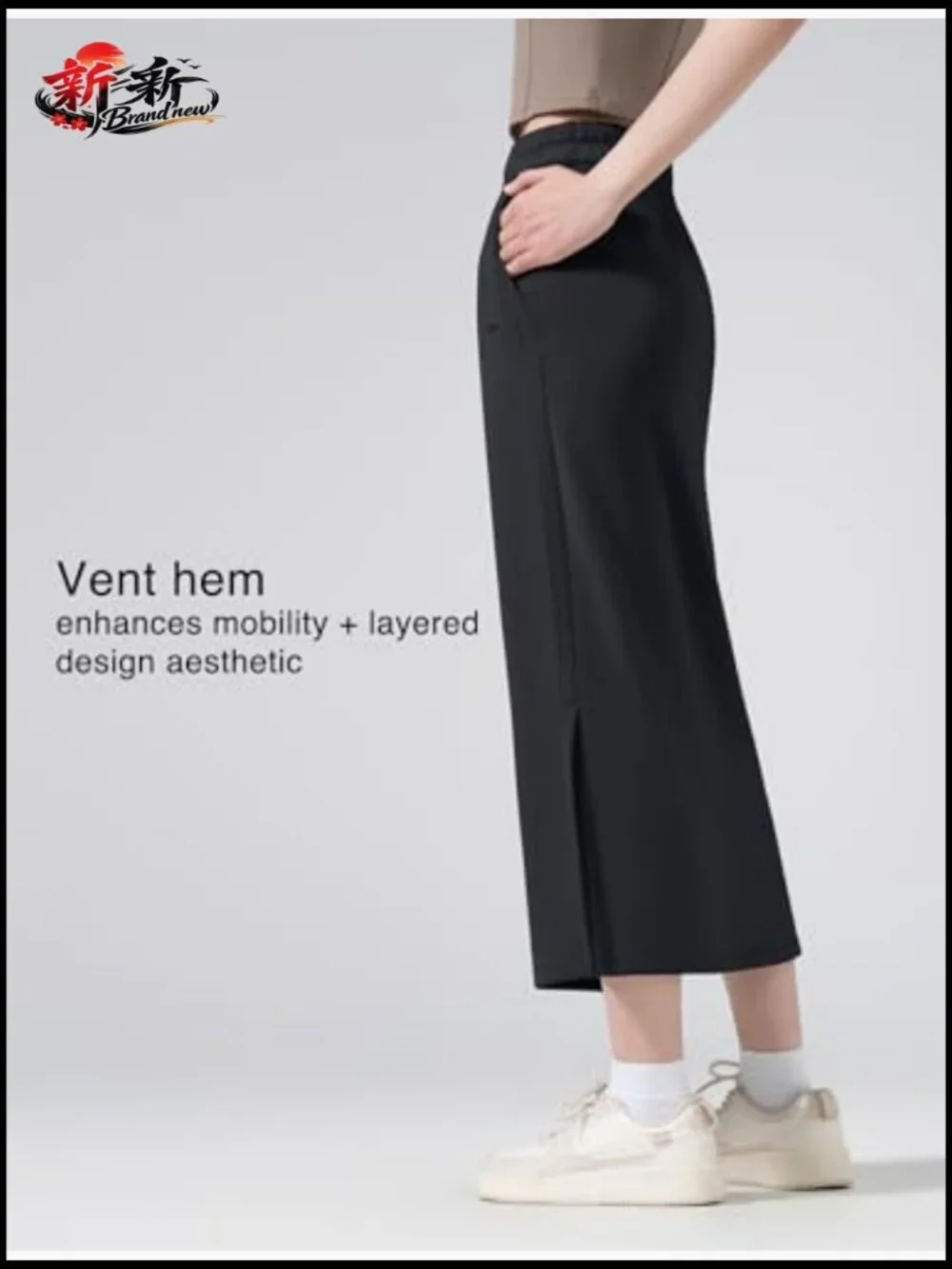 Midi Length Athletic Skirt High Waist Tennis Skort with Pockets